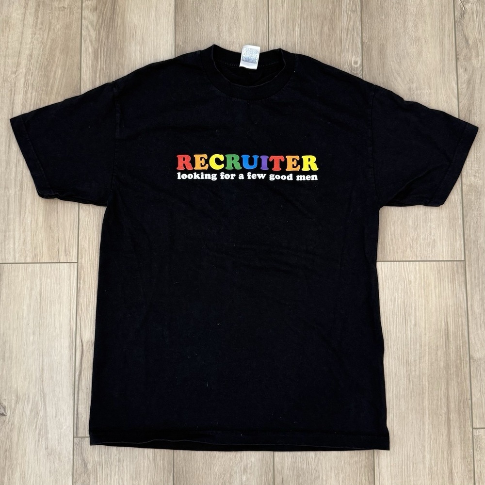 Vintage Recruiter Looking For A Few Good Men Funny Men's Large T-Shirt Y2K VTG